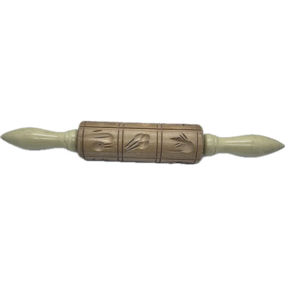 Vintage Springerle Wooden Cookie Press Rolling Pin Various Designs USA